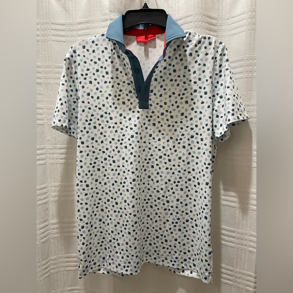 Red Vanly polo golf shirt leaf design